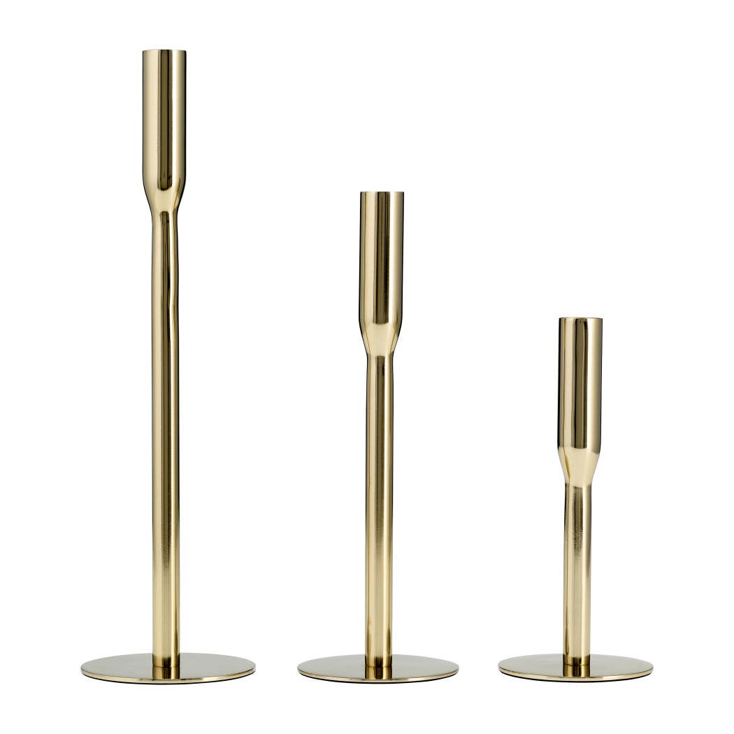 Metal Taper Candle Holder Sleek Construction - Gold, 8 in.