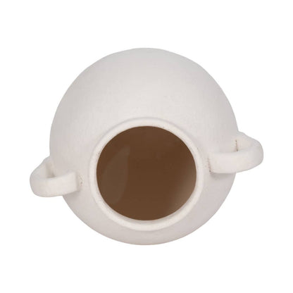 White 10 in. Ceramic Textured Jug with Handles