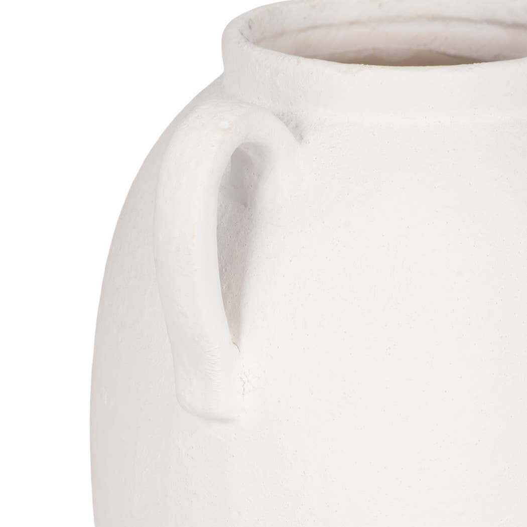 White 10 in. Ceramic Textured Jug with Handles