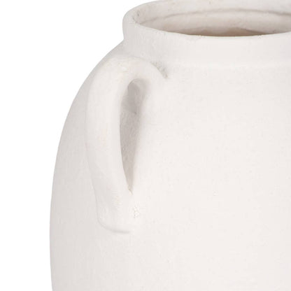 White 10 in. Ceramic Textured Jug with Handles