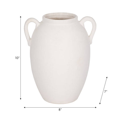 White 10 in. Ceramic Textured Jug with Handles