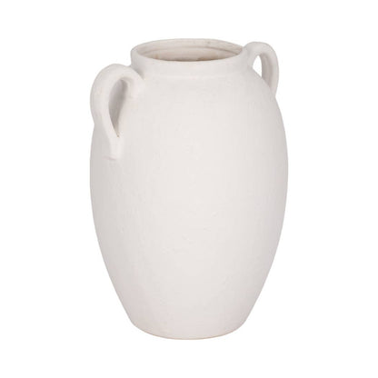 White 10 in. Ceramic Textured Jug with Handles