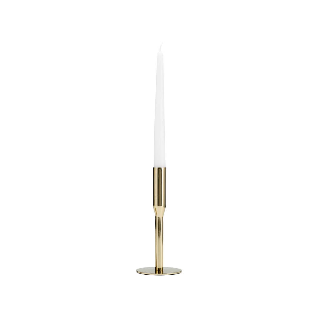 Metal Taper Candle Holder Sleek Construction - Gold, 8 in.
