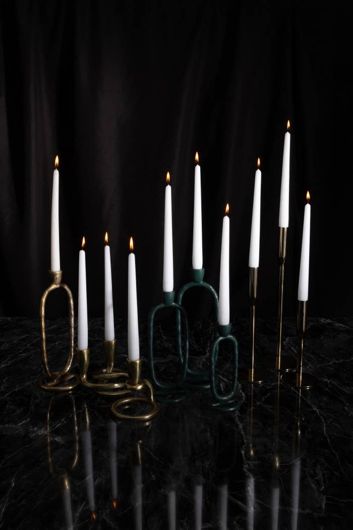 Metal Taper Candle Holder Sleek Construction - Gold, 8 in.