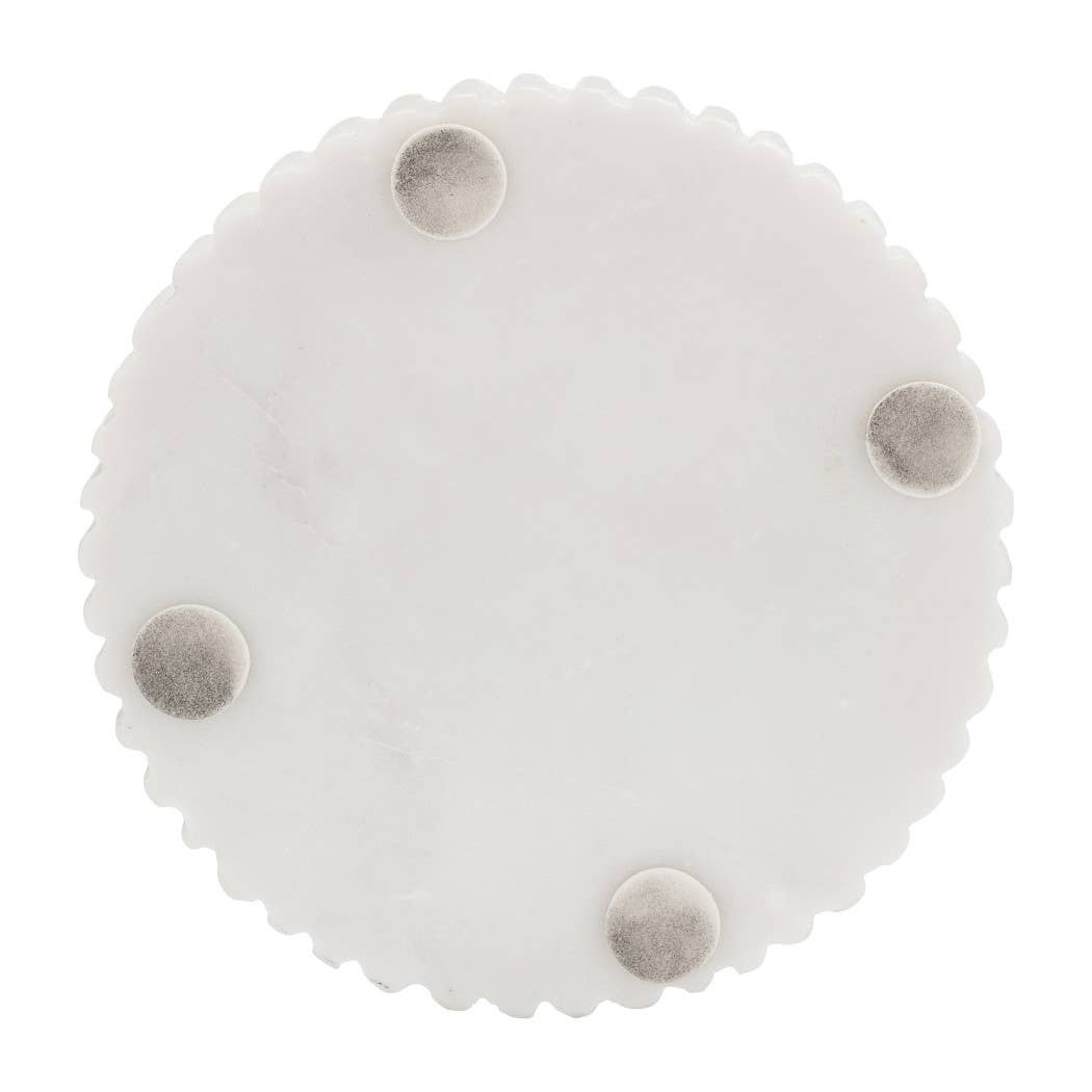 Marble Glass Ridged Hurricane Pillar Holder - White, 11 in.